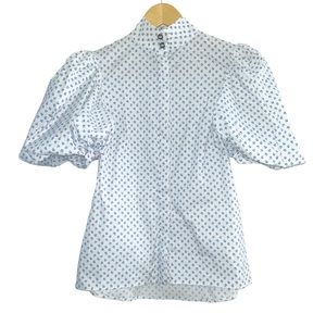 Caroline Constas Button Floral Puff Shore Sleeve Top XS